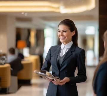酒店服务礼仪，以礼貌用语与请这边走传递专业温暖